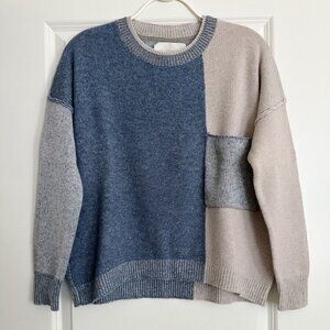 Women's BROCHU WALKER Colorblock Cashmere Sweater in Copen Blue Size S